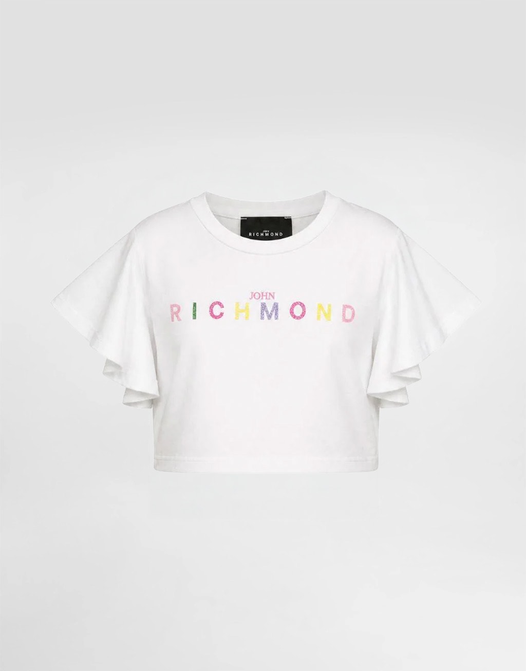 John Richmond Junior Dziewczęcy T-shirt z falbaniastymi rękawami Waras