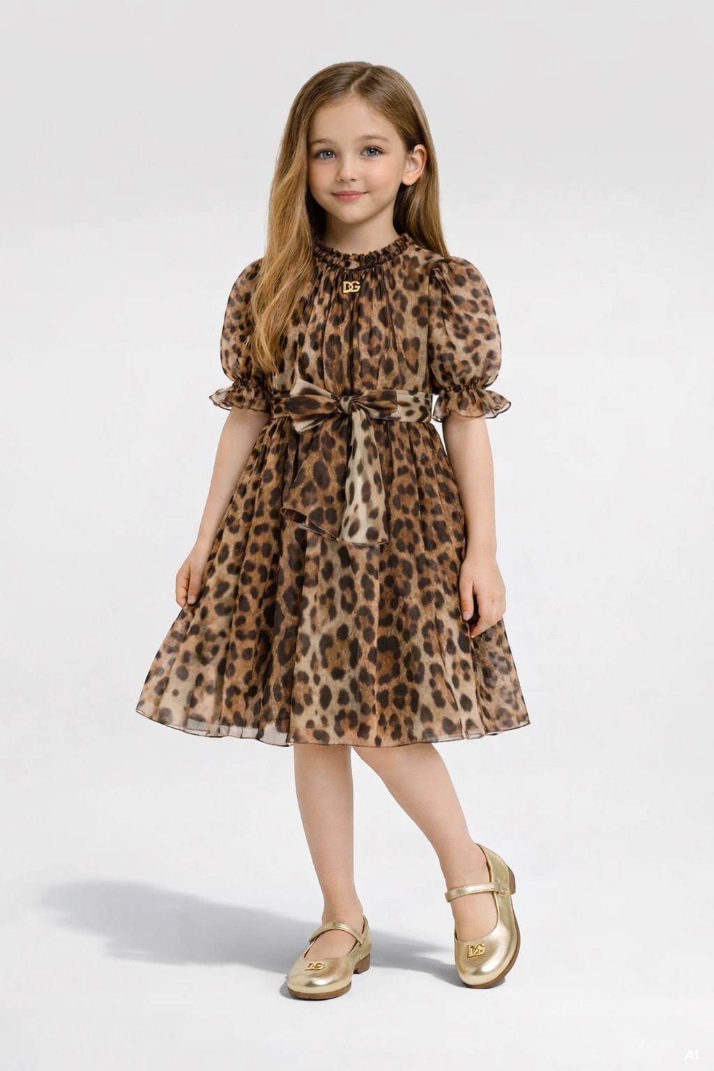 Jedwabna sukienka Dolce & Gabbana Kids w panterkę