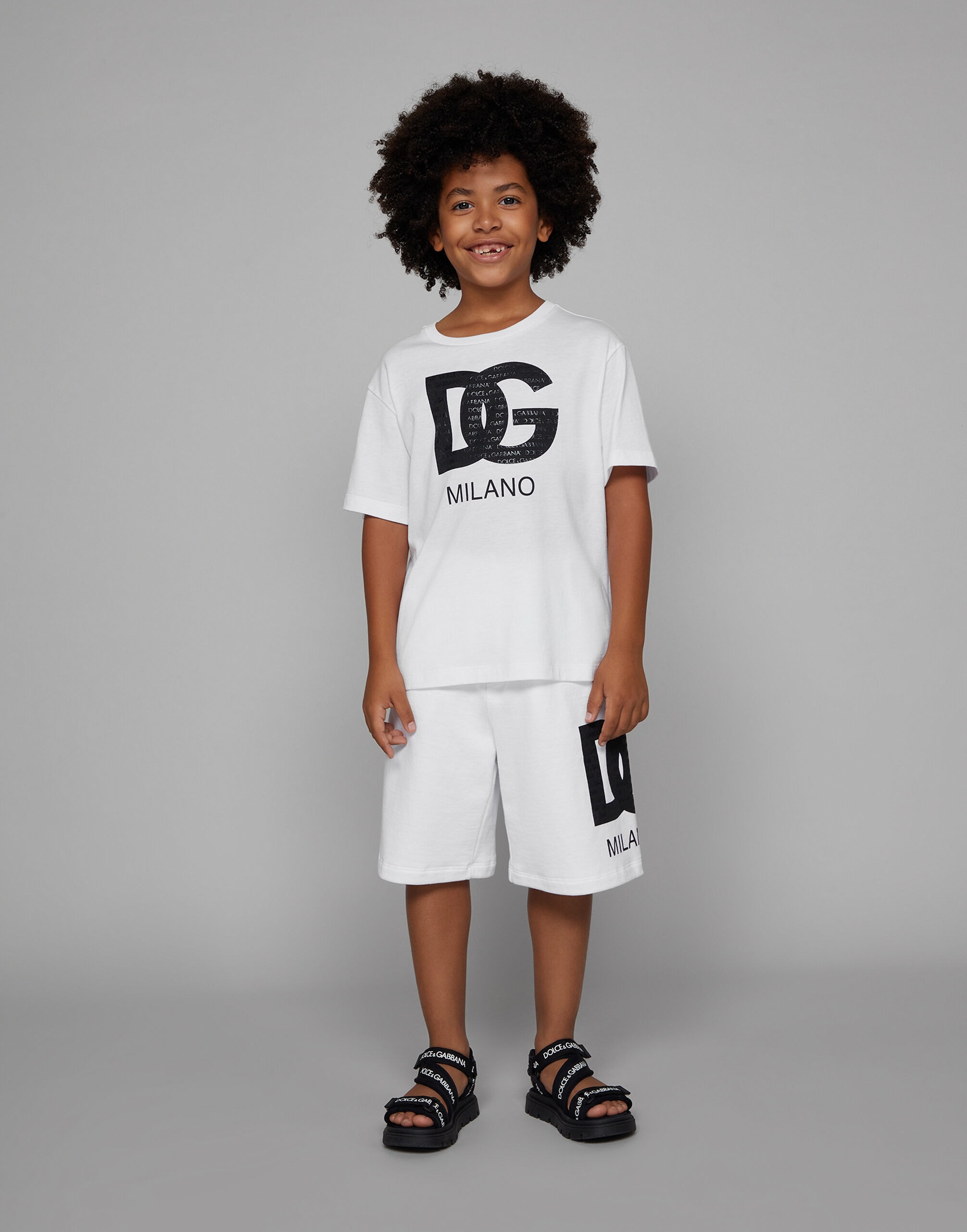 Dolce & Gabbana Kids Dziecięce szorty dresowe z nadrukiem logo DG