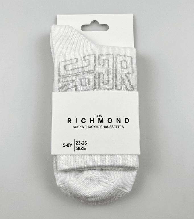 John Richmond Junior Dziecięce Biały skarpety z tonalnym logo JR