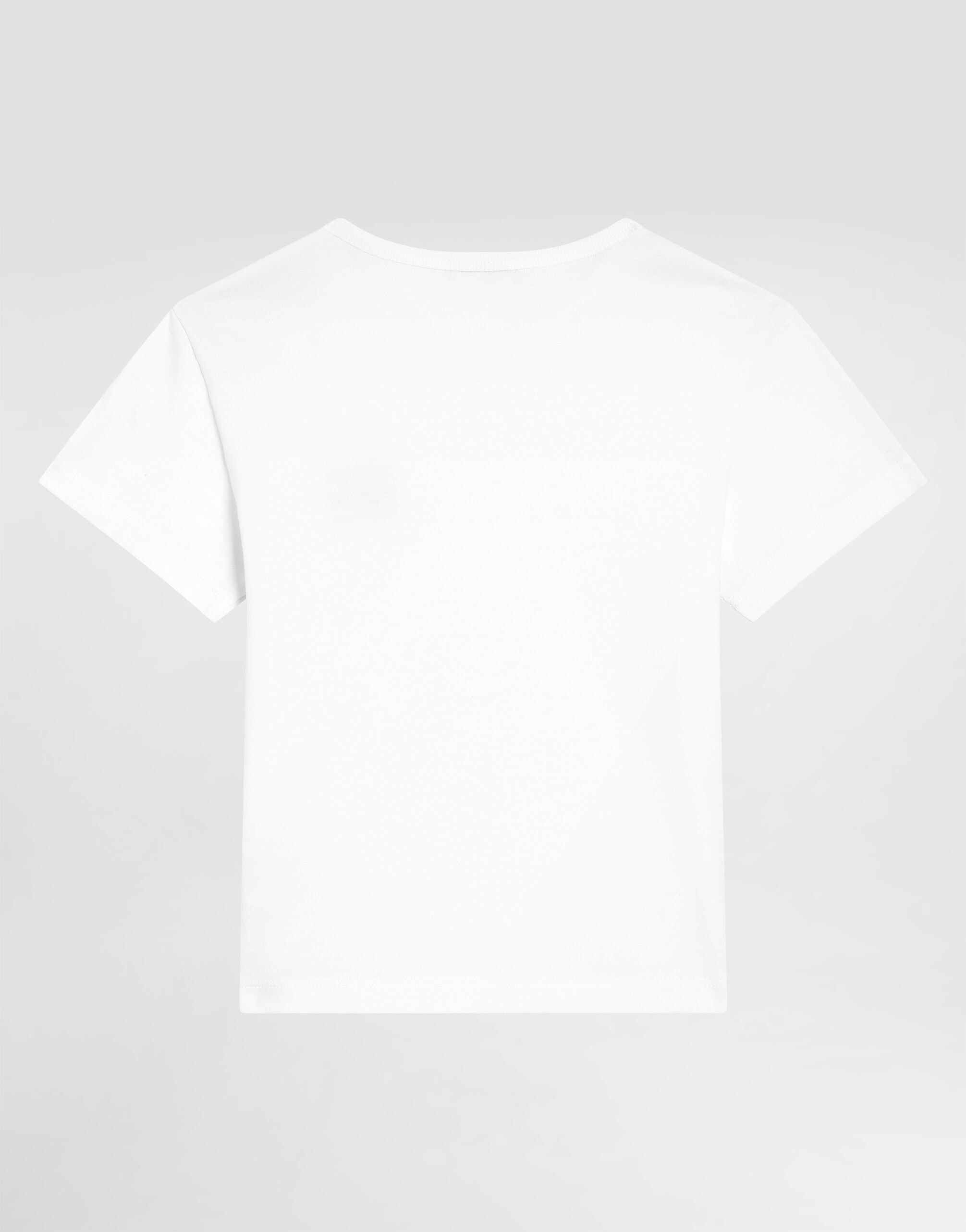 Dolce & Gabbana Kids Dziecięcy T-shirt jersey z metalową plakietką logo