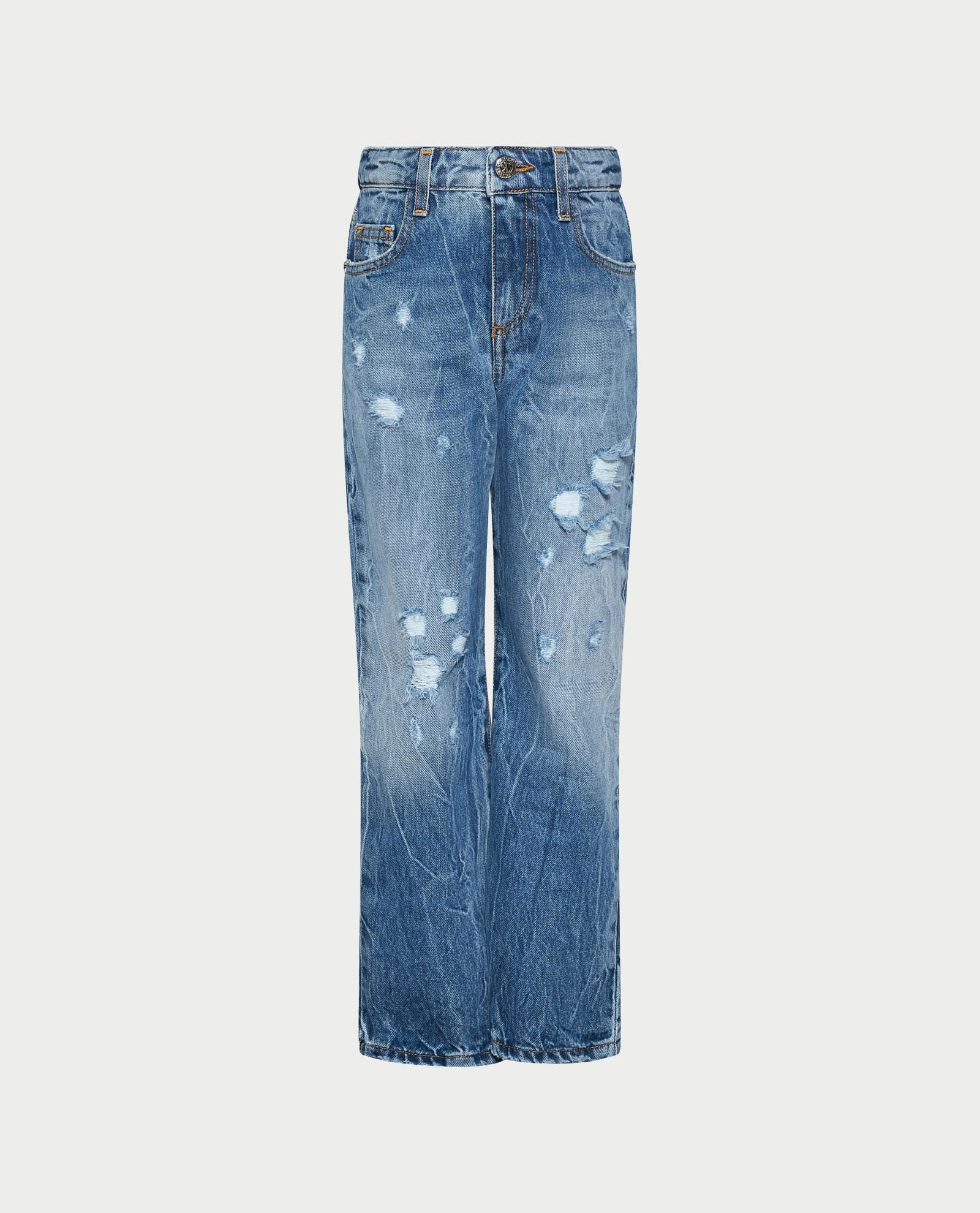 John Richmond Junior Dziewczęce jeansy z szeroką nogawką w stonewash z logo 