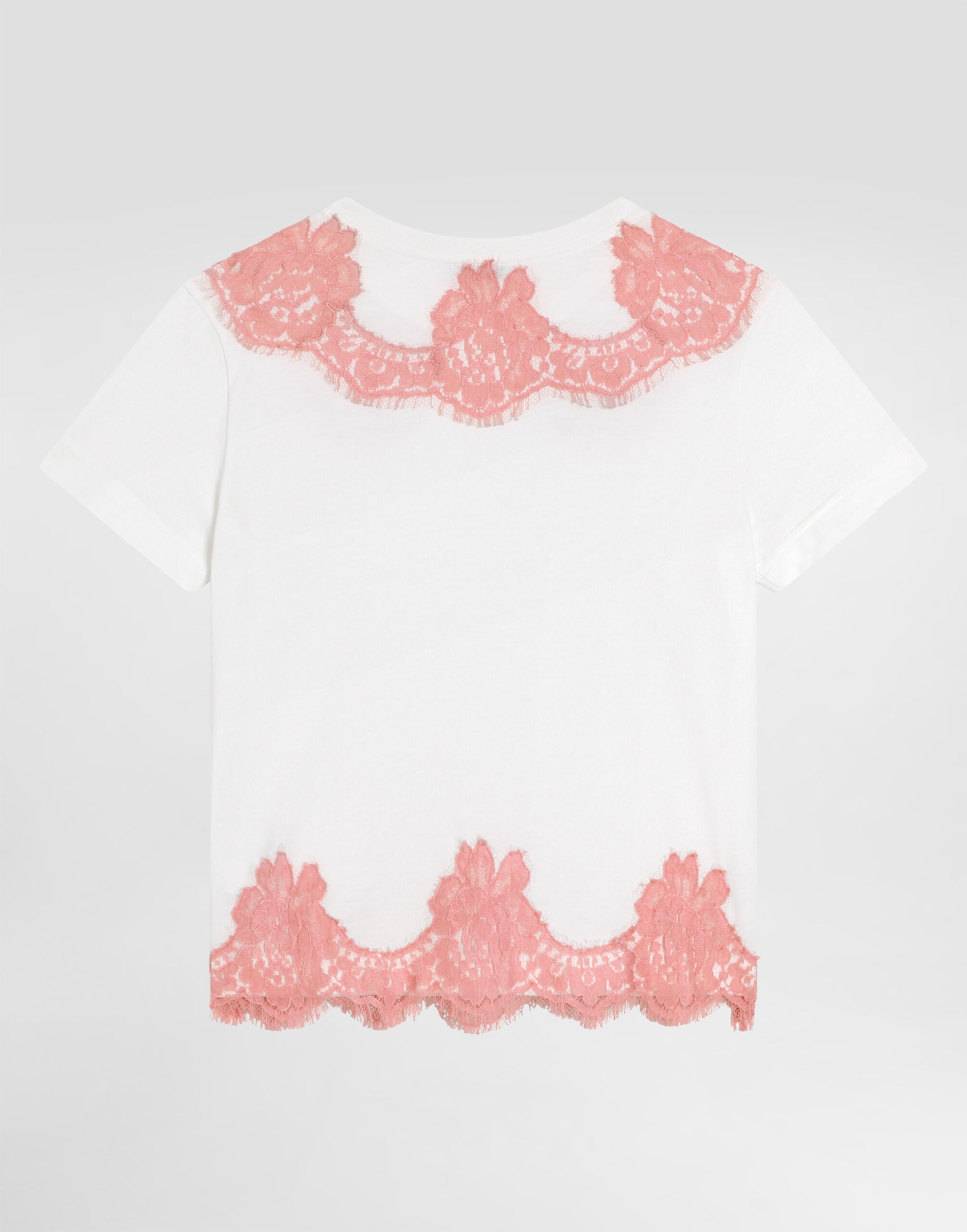Dolce & Gabbana Kids dziecięcy T-shirt jersey z koronką i haftem DG