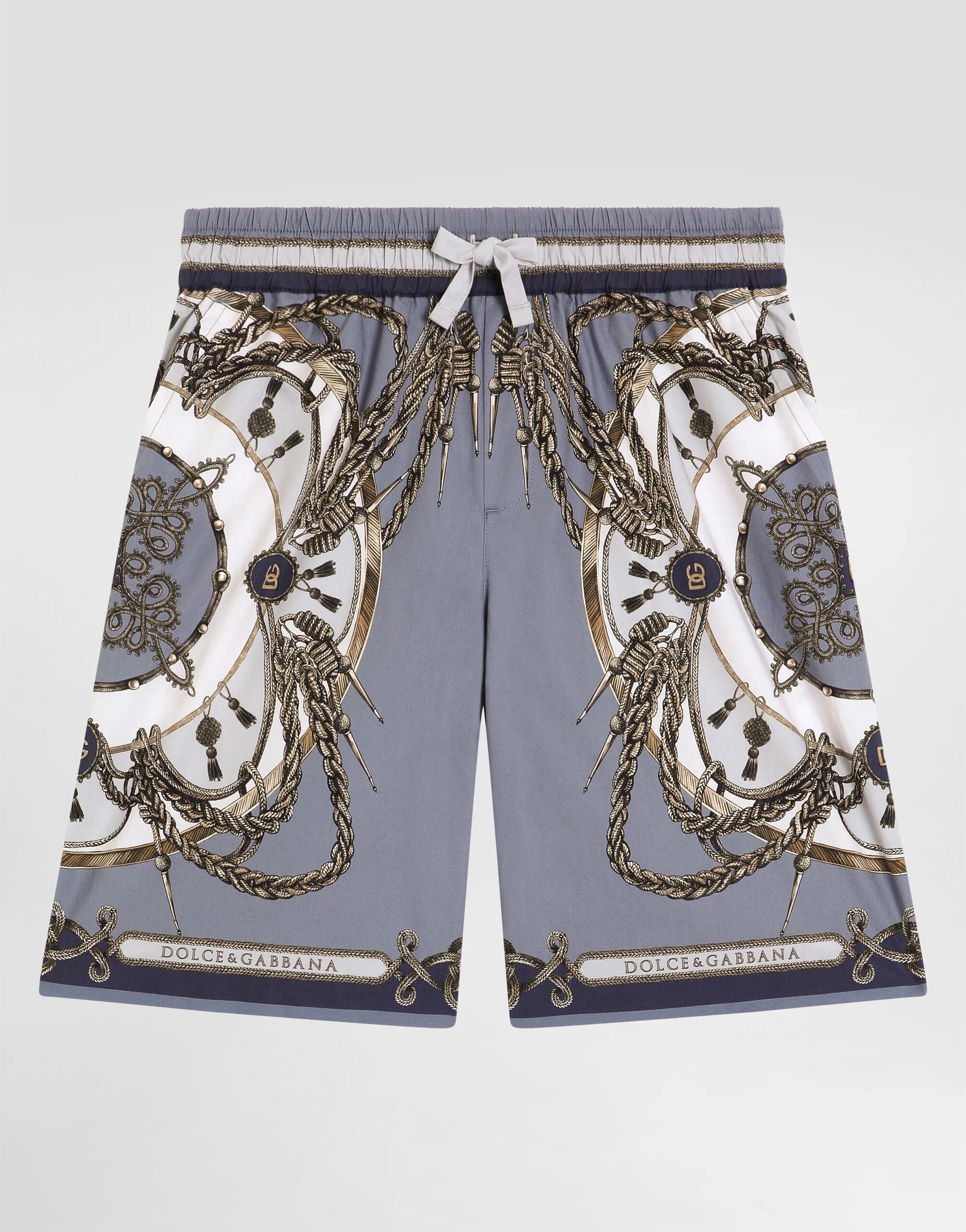 Dolce & Gabbana Kids dziecięce bermudy z popliny z nadrukiem cargo, oversized
