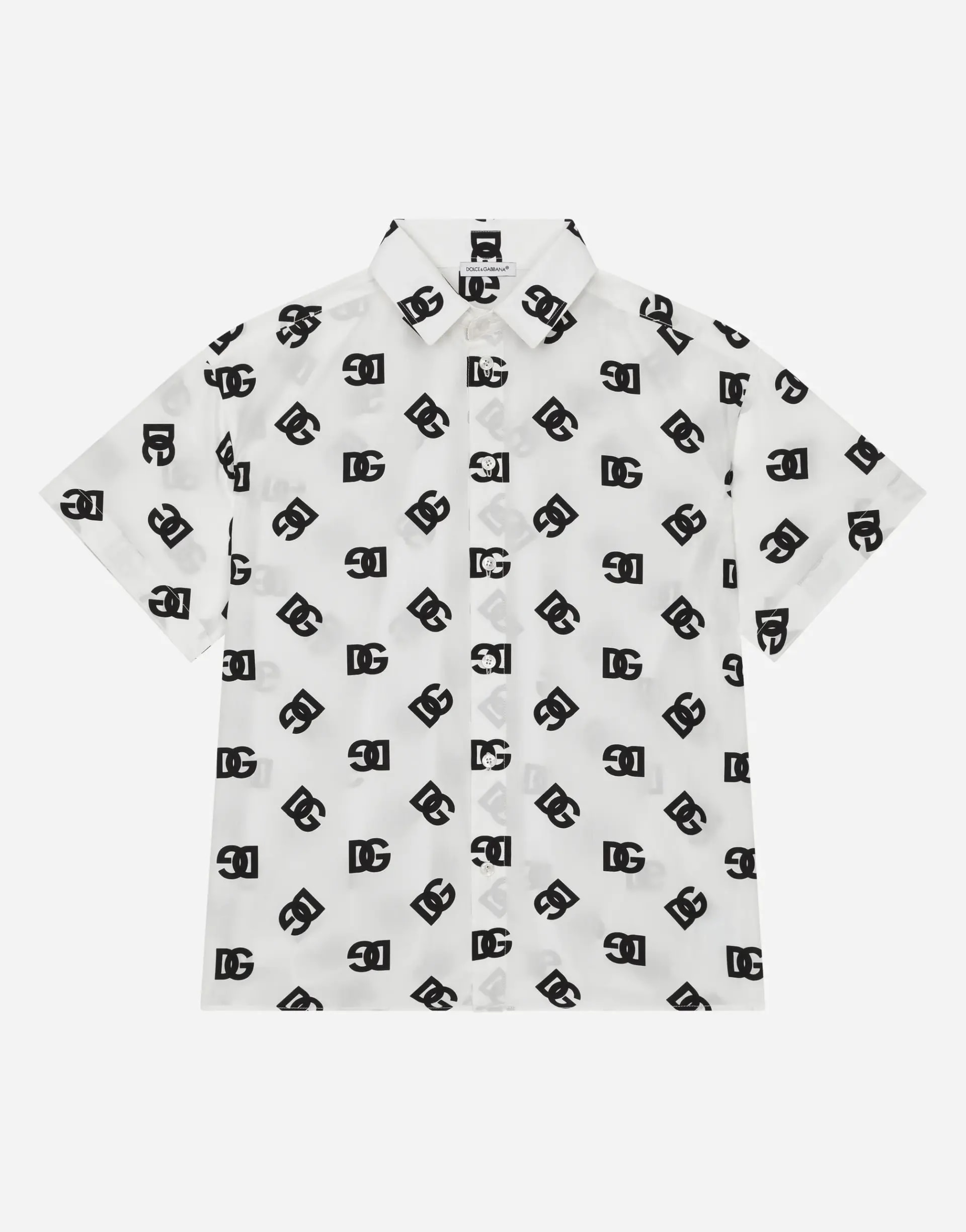 Dolce & Gabbana Kids dziecięca koszula z bawełnianej popliny z nadrukiem logo DG