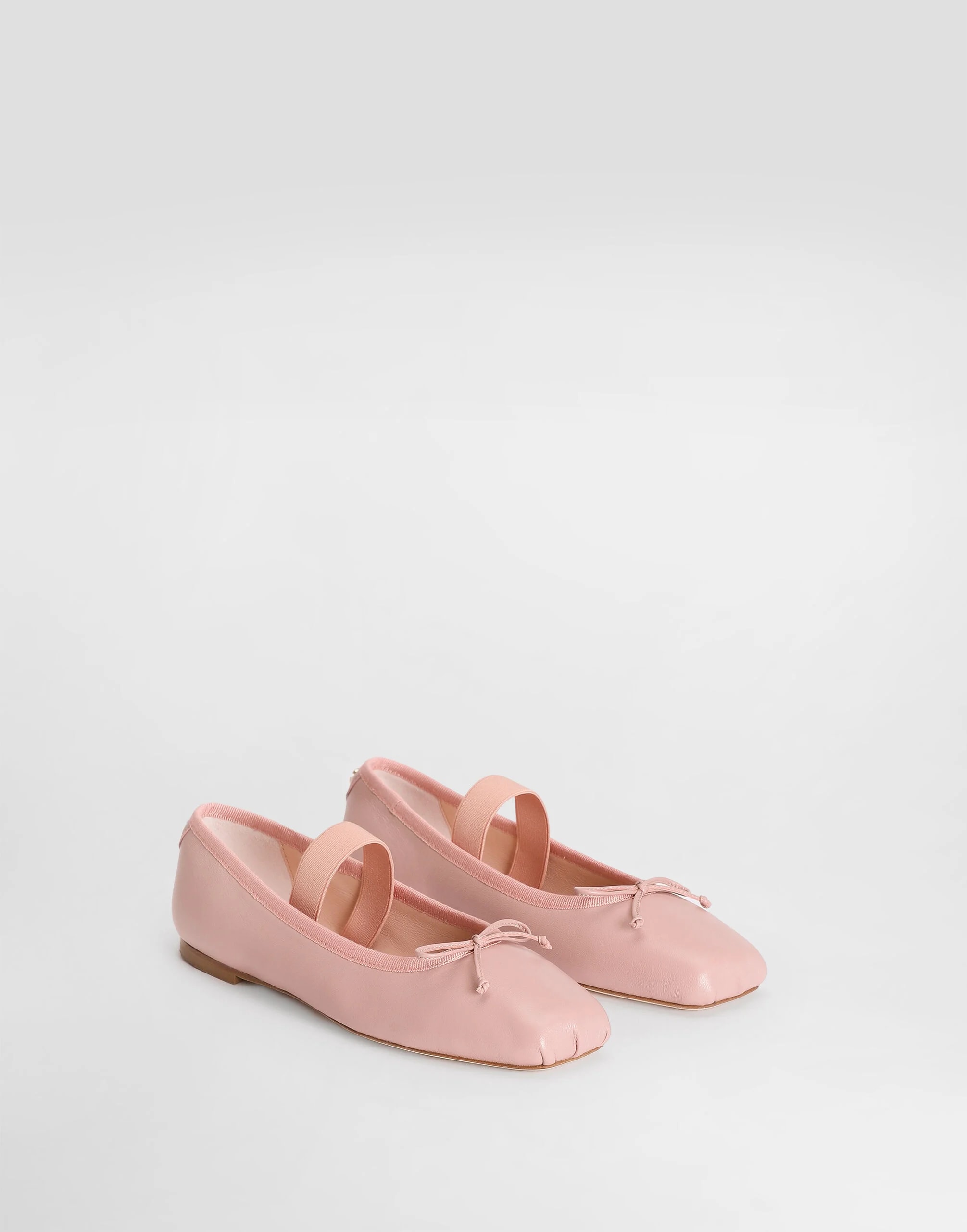 Skórzane baleriny Dolce & Gabbana Kids z kokardką ze wstążki