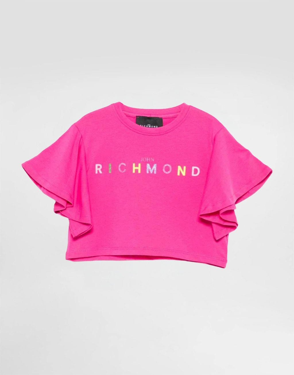 John Richmond Junior Dziewczęcy T-shirt z falbaniastymi rękawami