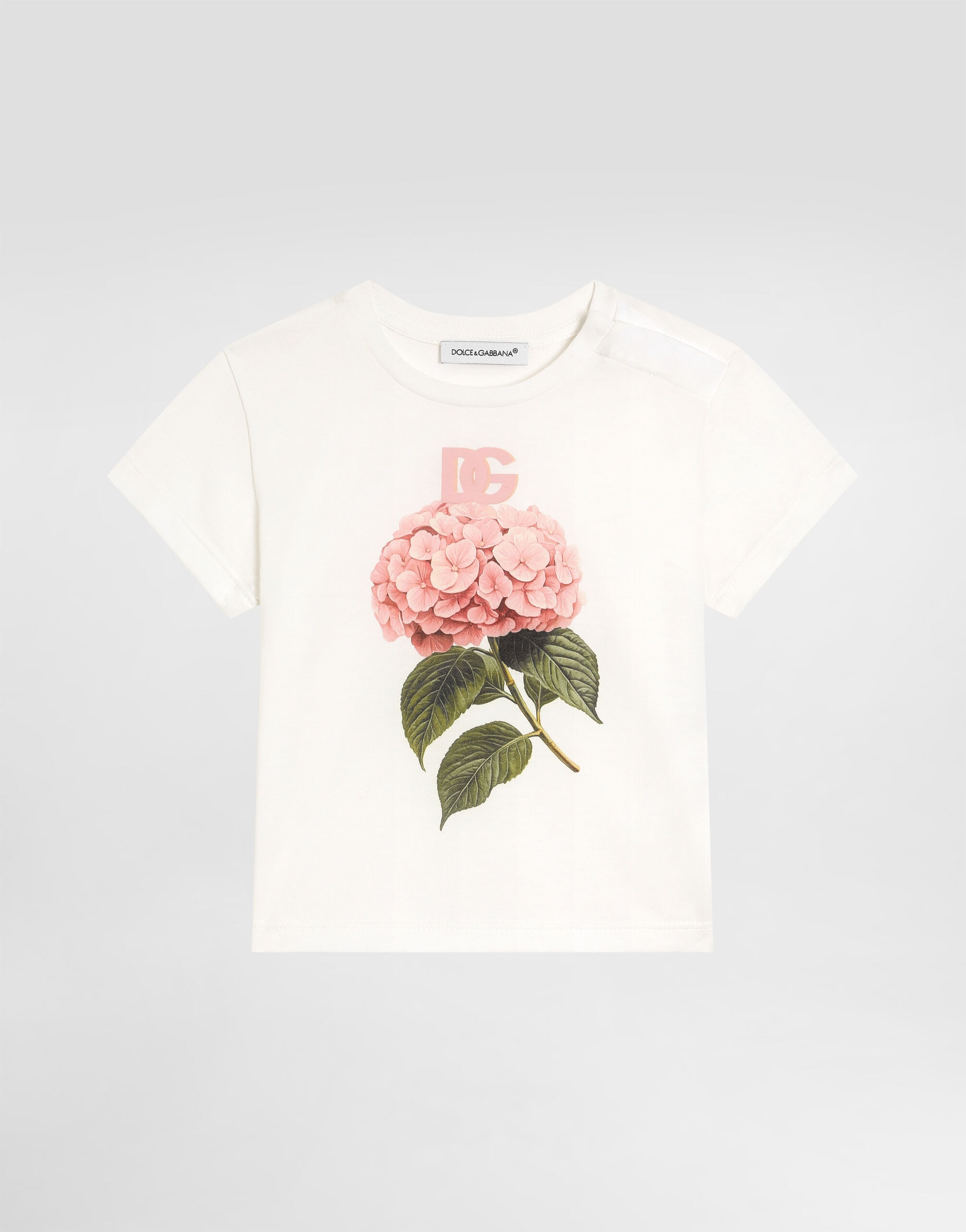 Dolce & Gabbana Kids dziecięcy T-shirt jersey z nadrukiem hortensji