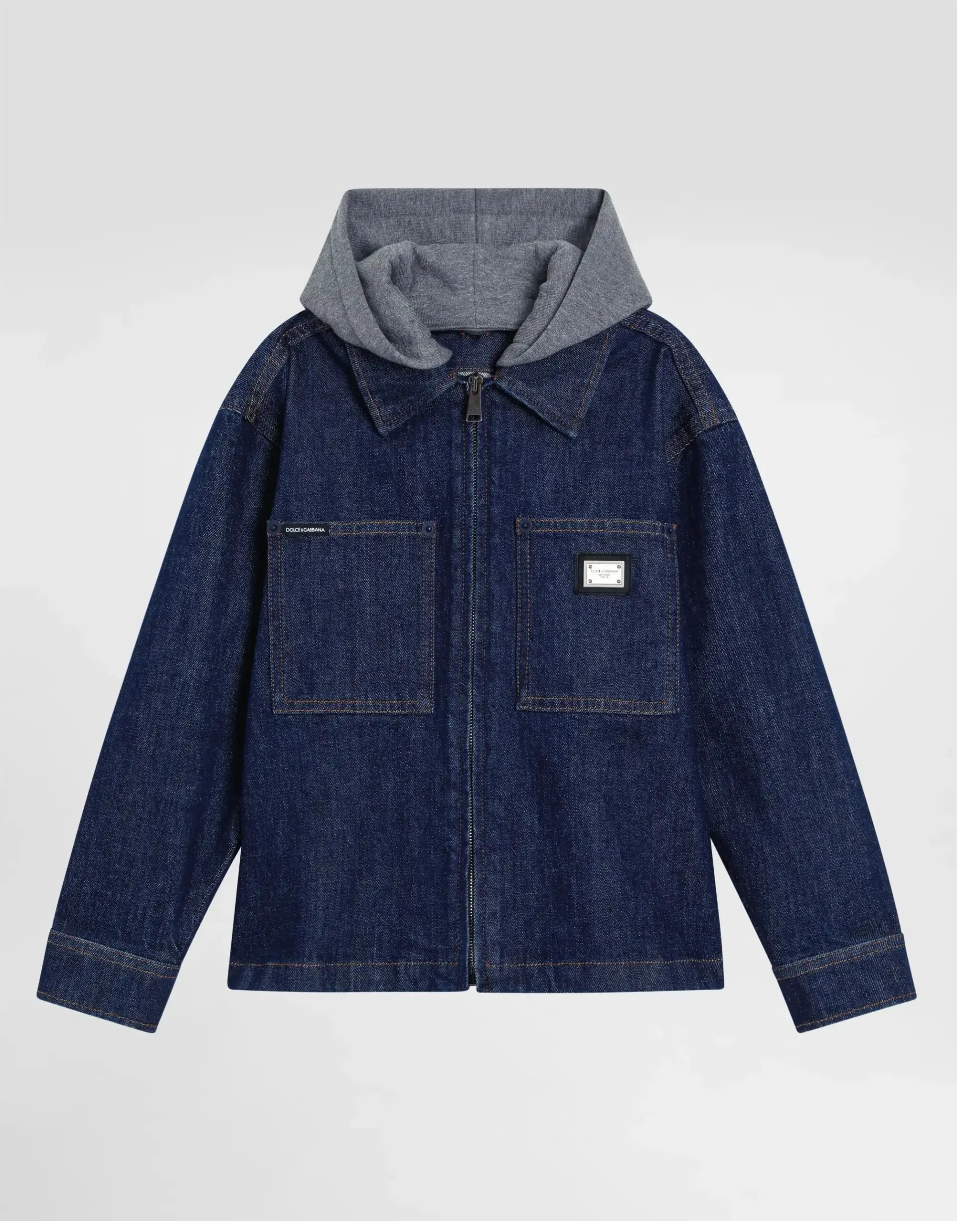 Dolce & Gabbana Kids Kurtka jeansowa z wypukłym haftem