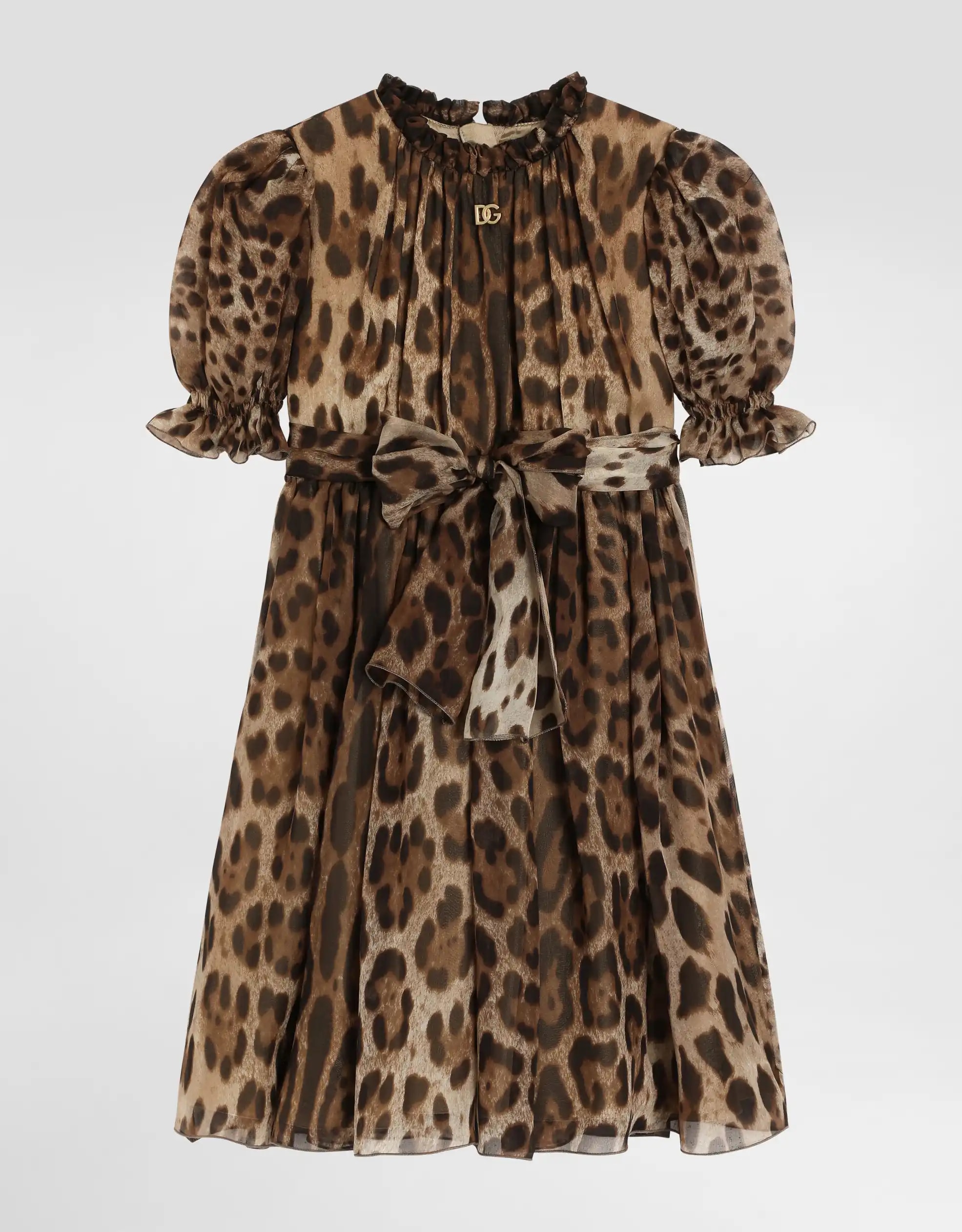 Jedwabna sukienka Dolce & Gabbana Kids w panterkę