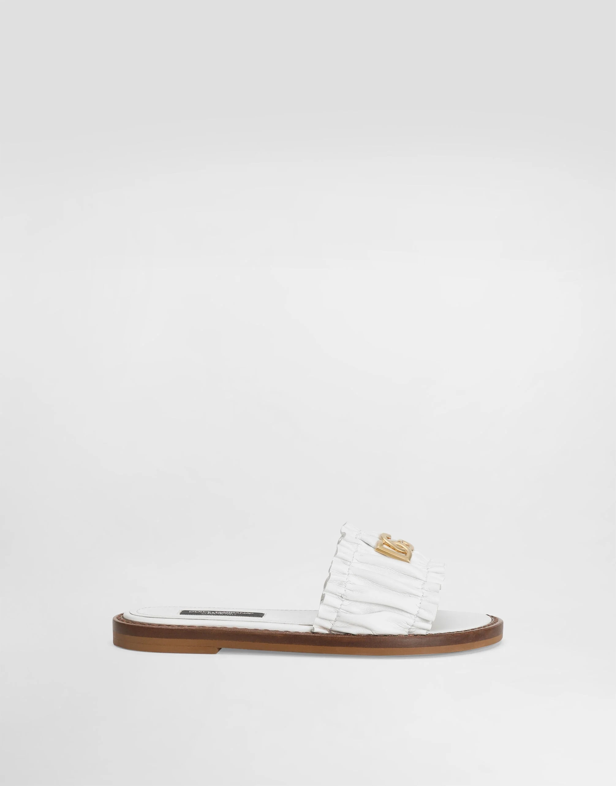 Dolce & Gabbana Kids Klapki ze skóry nappa