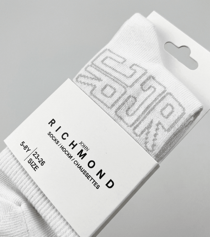 John Richmond Junior Dziecięce Biały skarpety z tonalnym logo JR