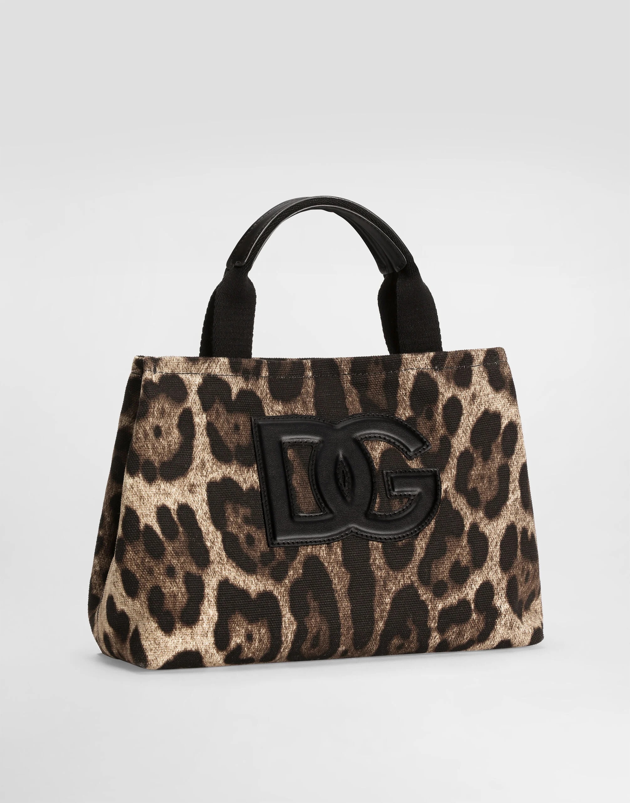 Torba typu tote Dolce & Gabbana Kids z canvasu w panterkę