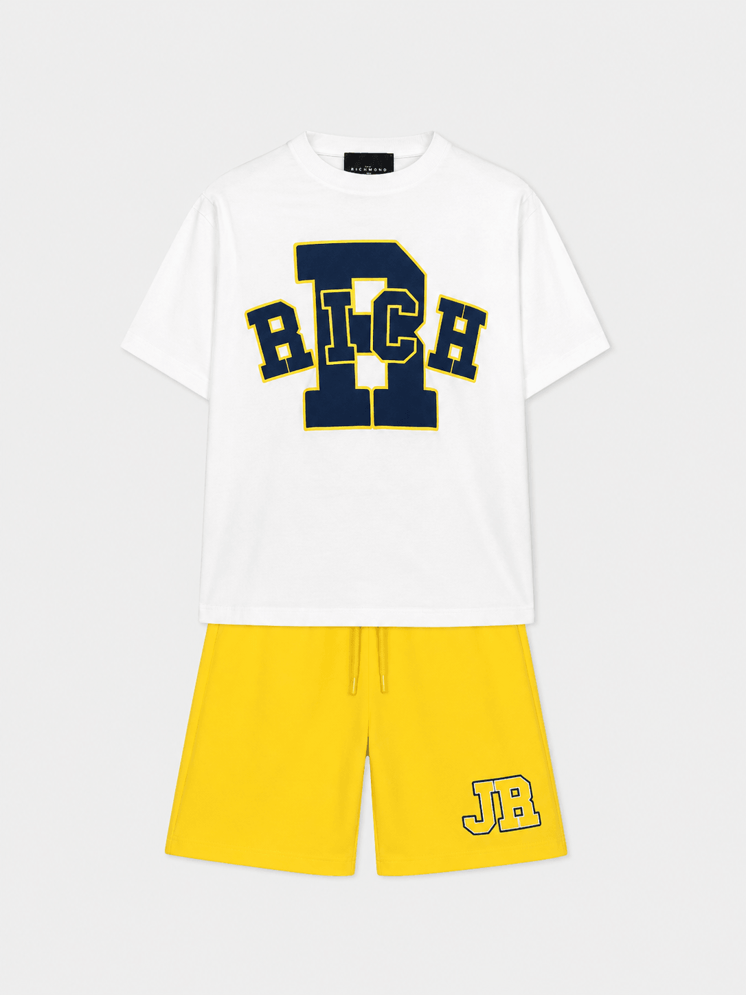 John Richmond Junior dziecięcy zestaw Zanzam T-shirt i szorty z logo JR w stylu college