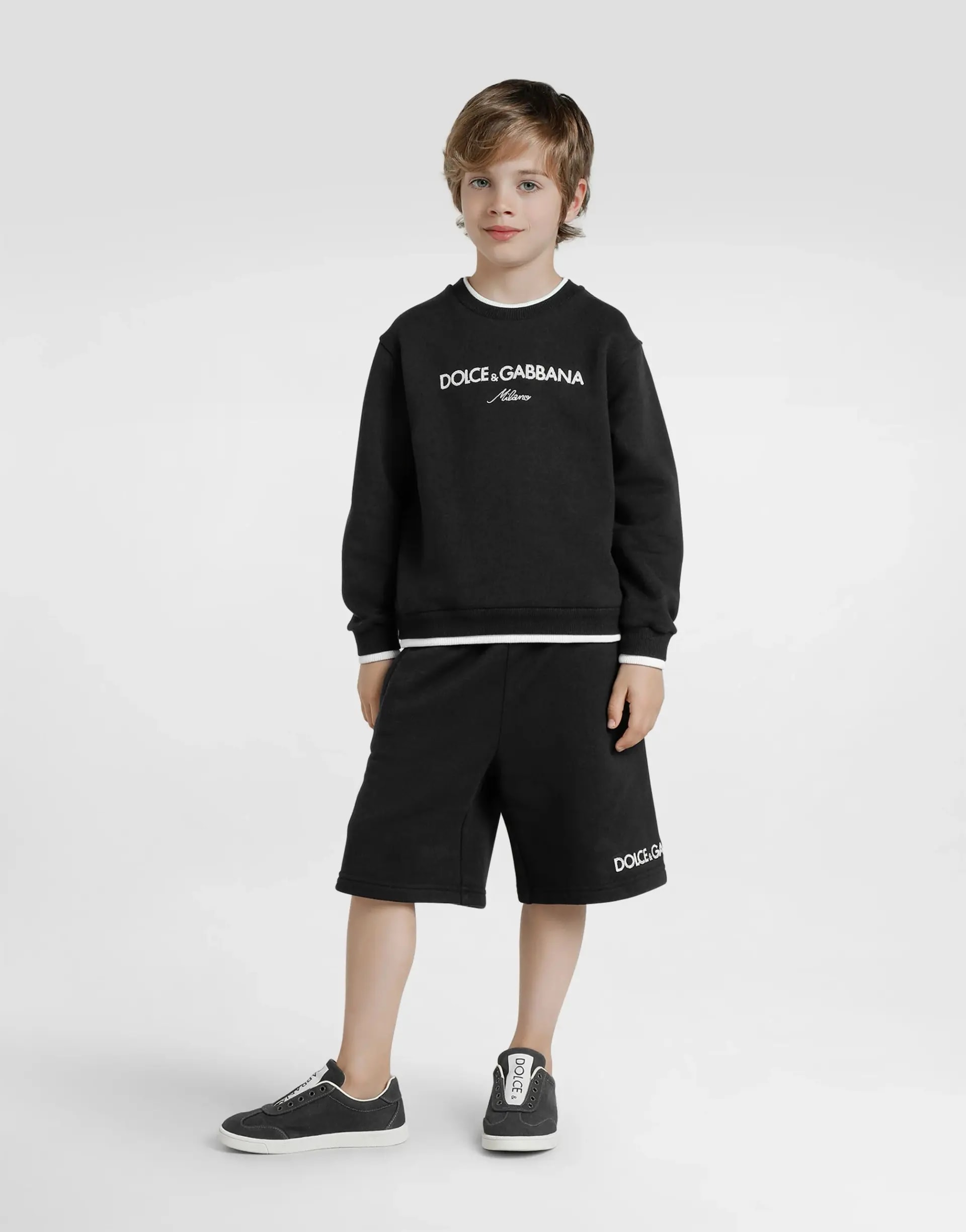 Dolce & Gabbana Kids Dziecięce sportowe szorty z polaru z haftem DG