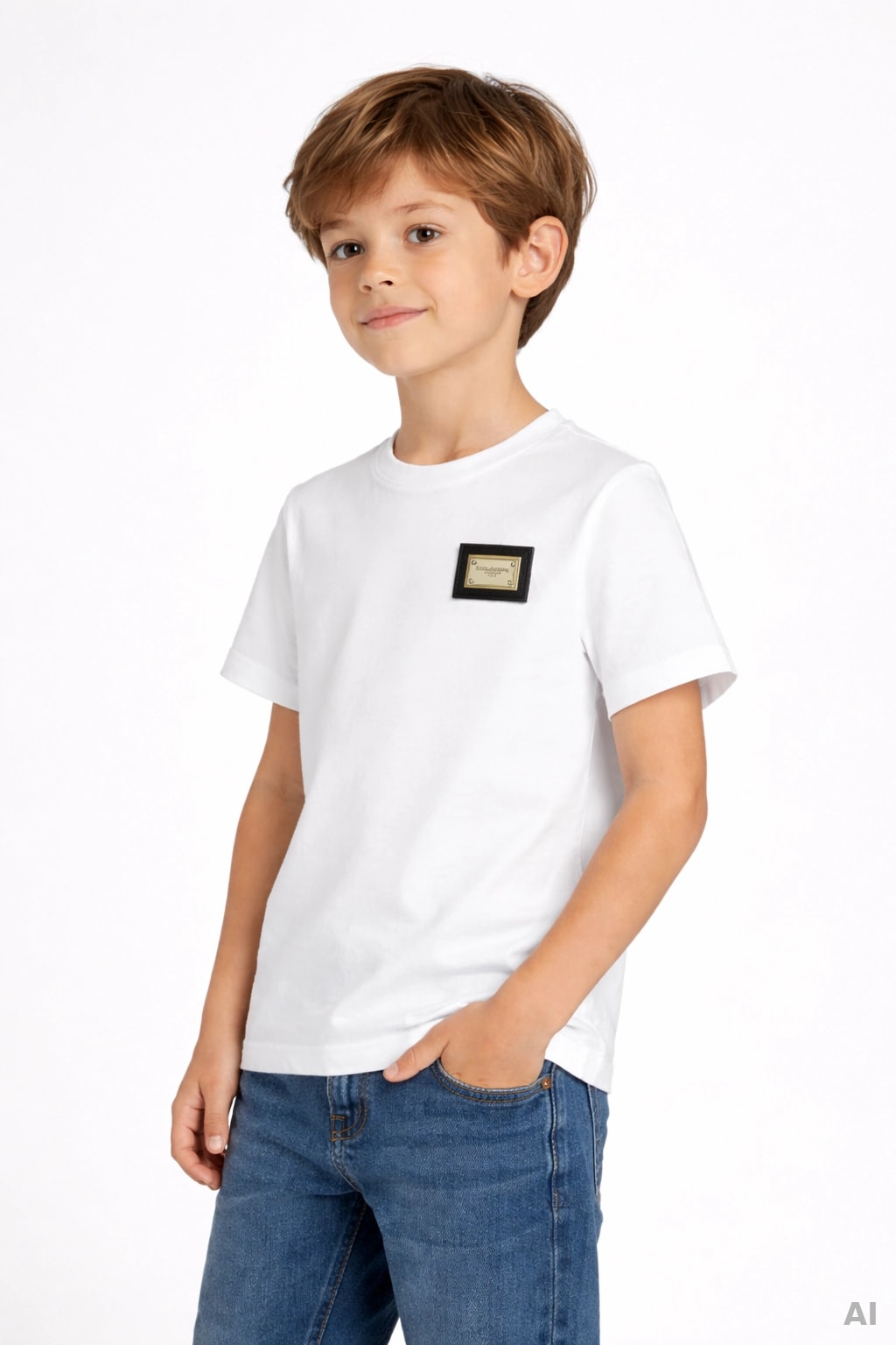 Dolce & Gabbana Kids Dziecięcy t-shirt jersey z plakietką logo