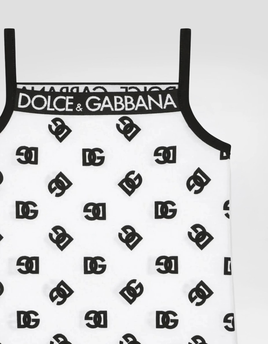 Dolce & Gabbana Kids dziecięcy bawełniany top bez rękawów z nadrukiem logo DG