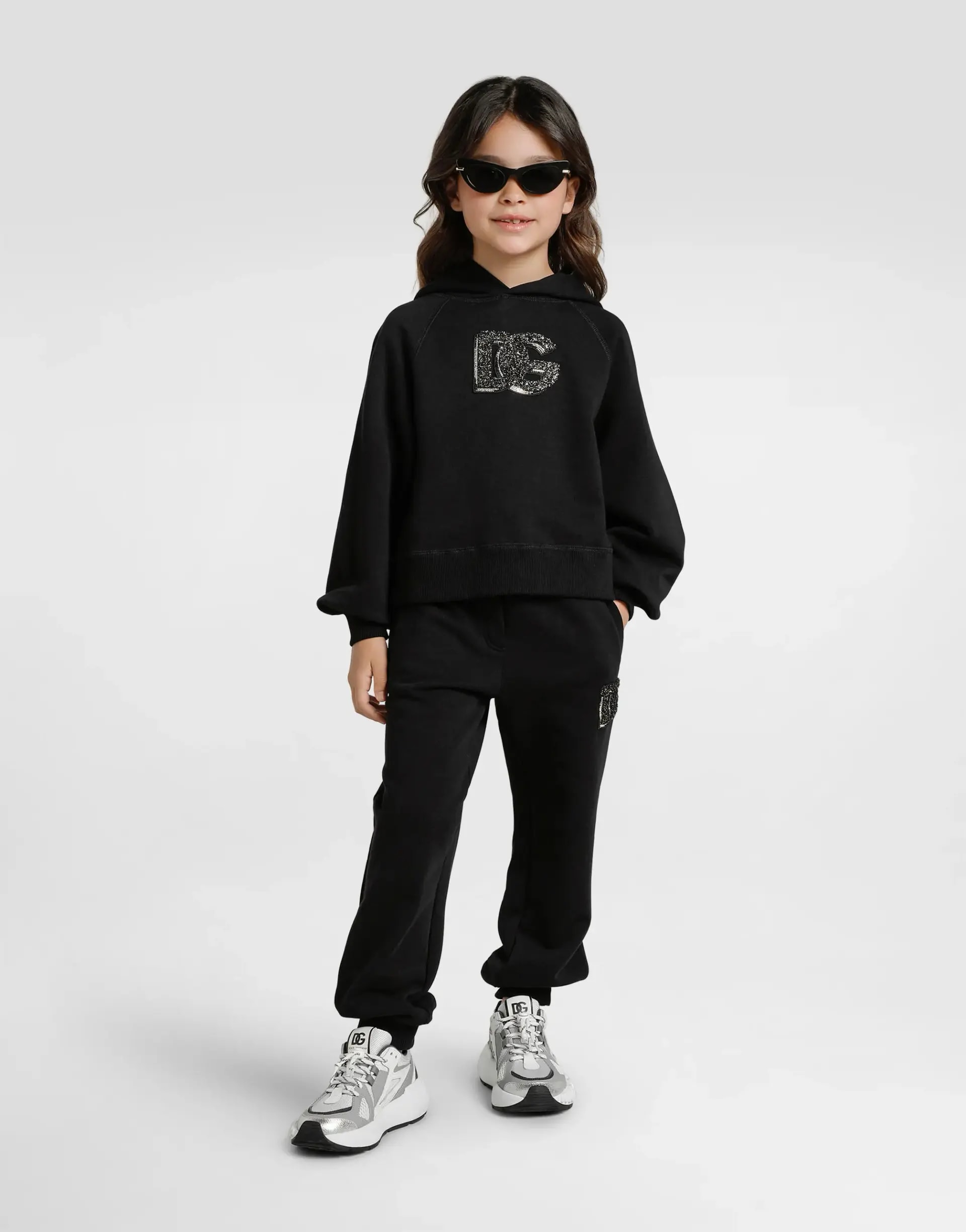 Oversizowa bluza z kapturem z logo i kryształkami od Dolce & Gabbana