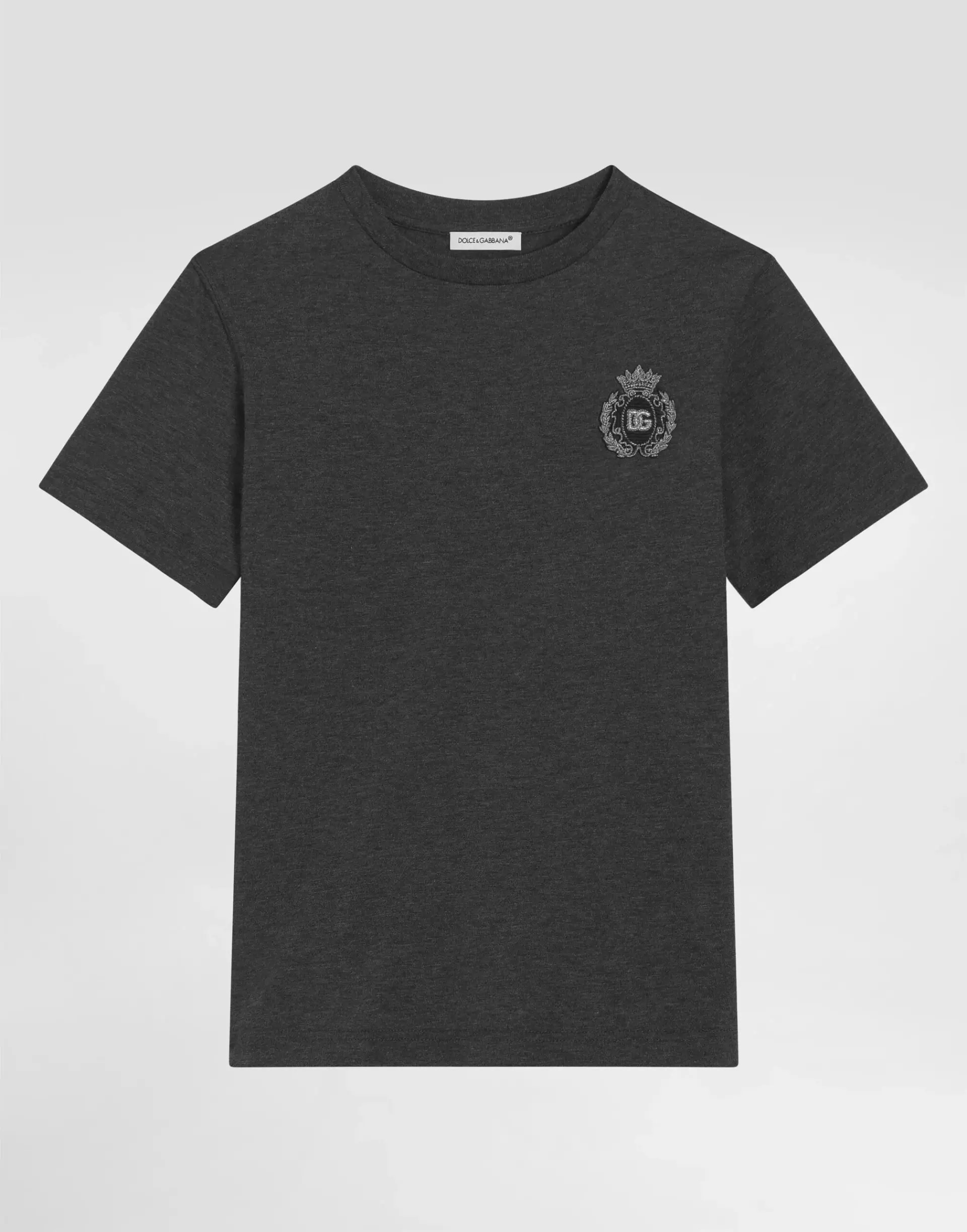 Dolce & Gabbana Kids Dziecięcy T-shirt z jerseyu z naszywką DG