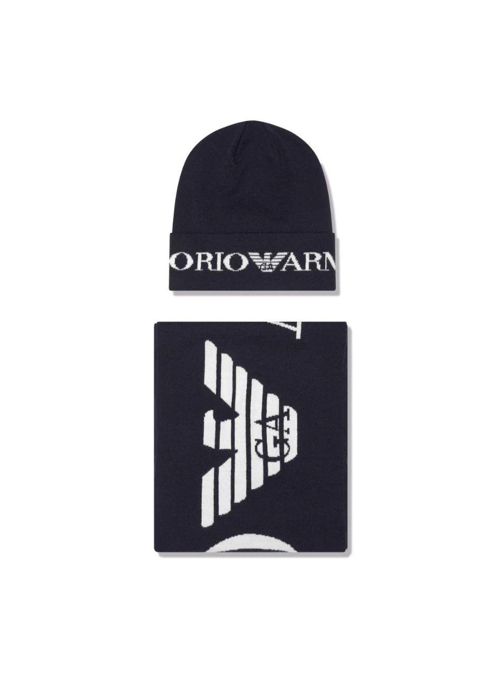Emporio Armani Dziecięcy zestaw czapka i szalik z logo intarsia