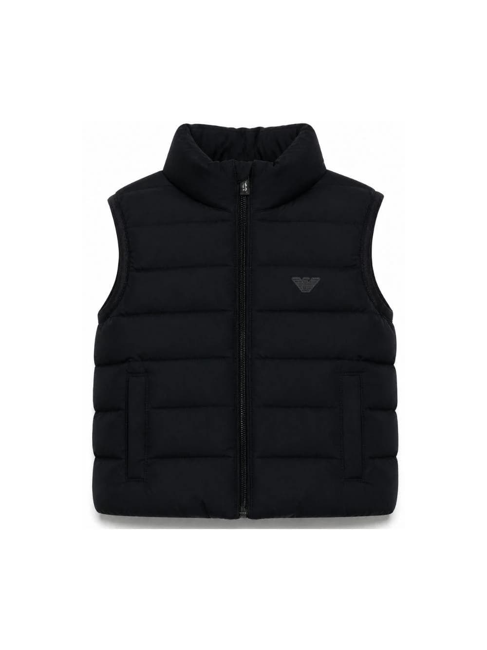 Emporio Armani Chłopięca pikowana kurtka bez rękawów z logo orła