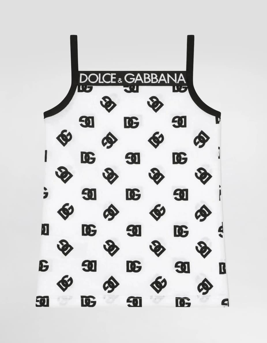 Dolce & Gabbana Kids dziecięcy bawełniany top bez rękawów z nadrukiem logo DG