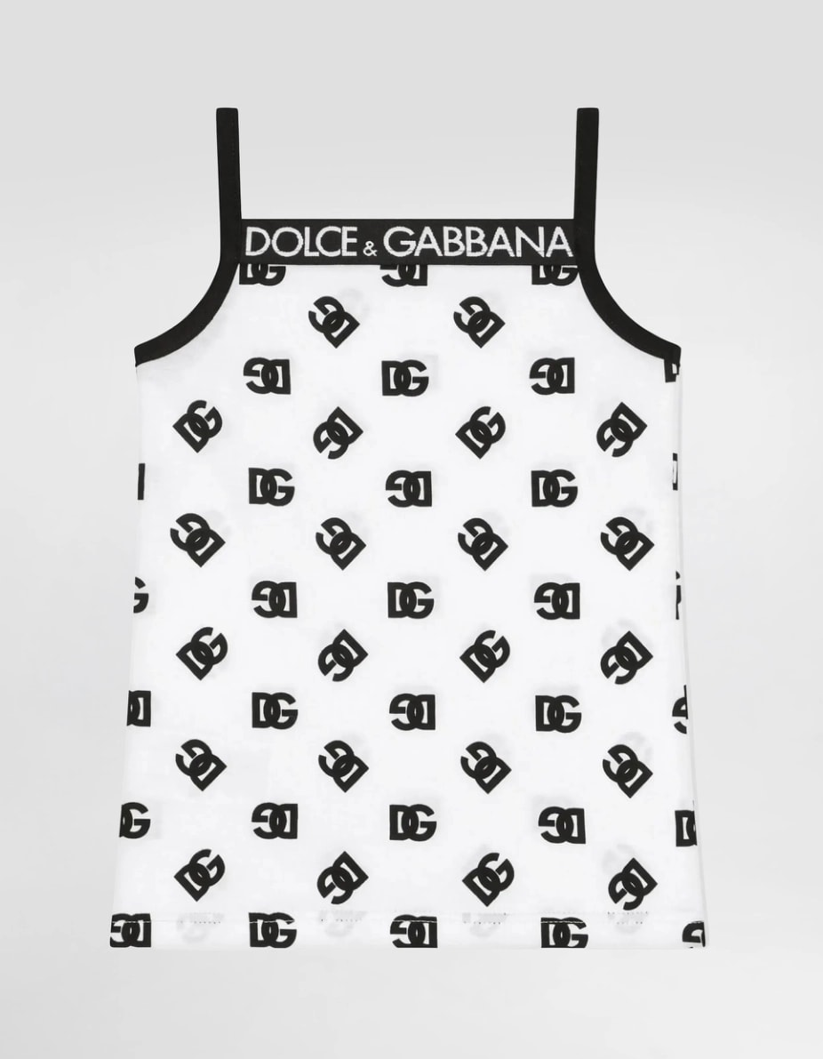 Dolce & Gabbana Kids dziecięcy bawełniany top bez rękawów z nadrukiem logo DG