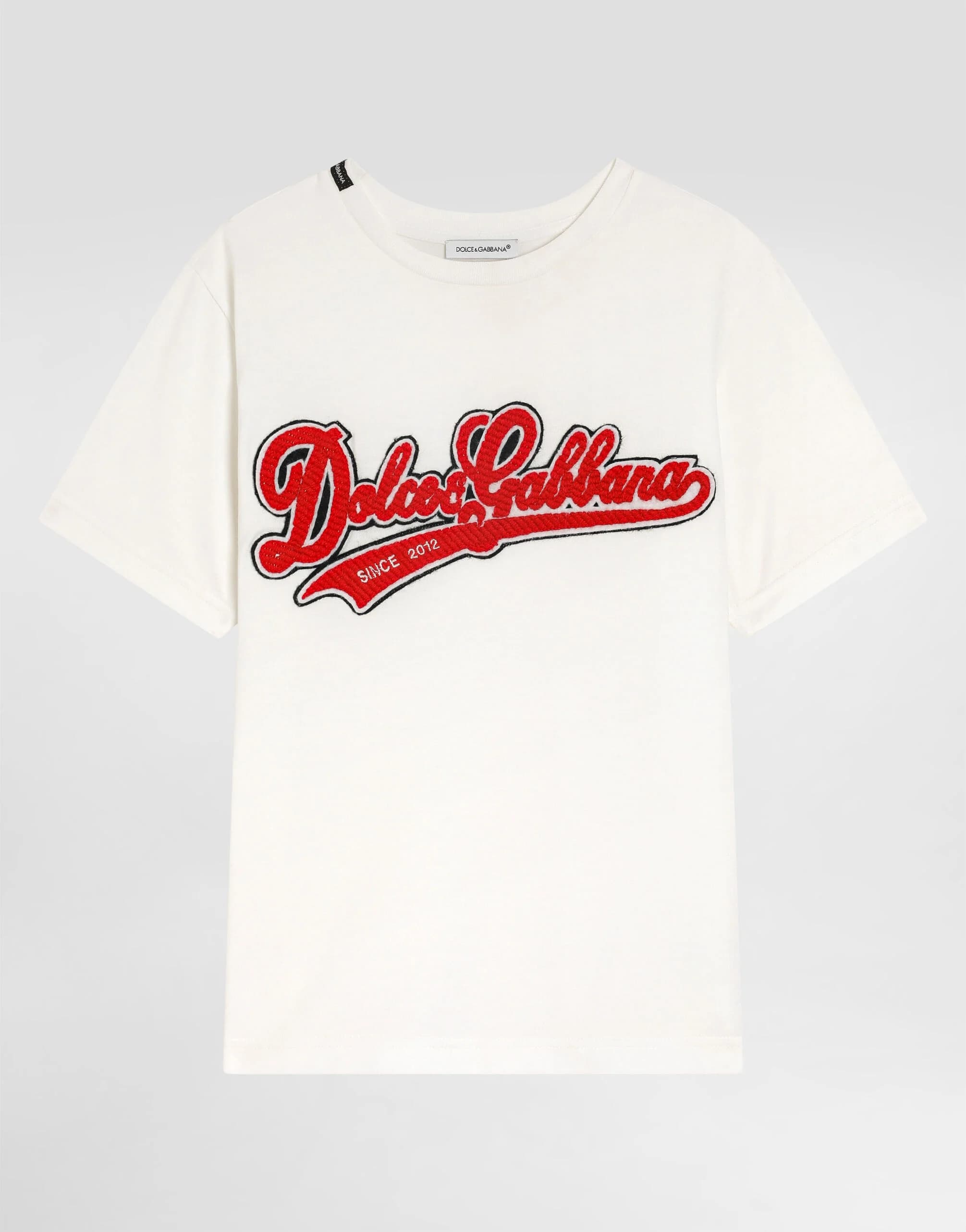 Bawełniany T-shirt Dolce & Gabbana Kids z naszywką Dolce&Gabbana