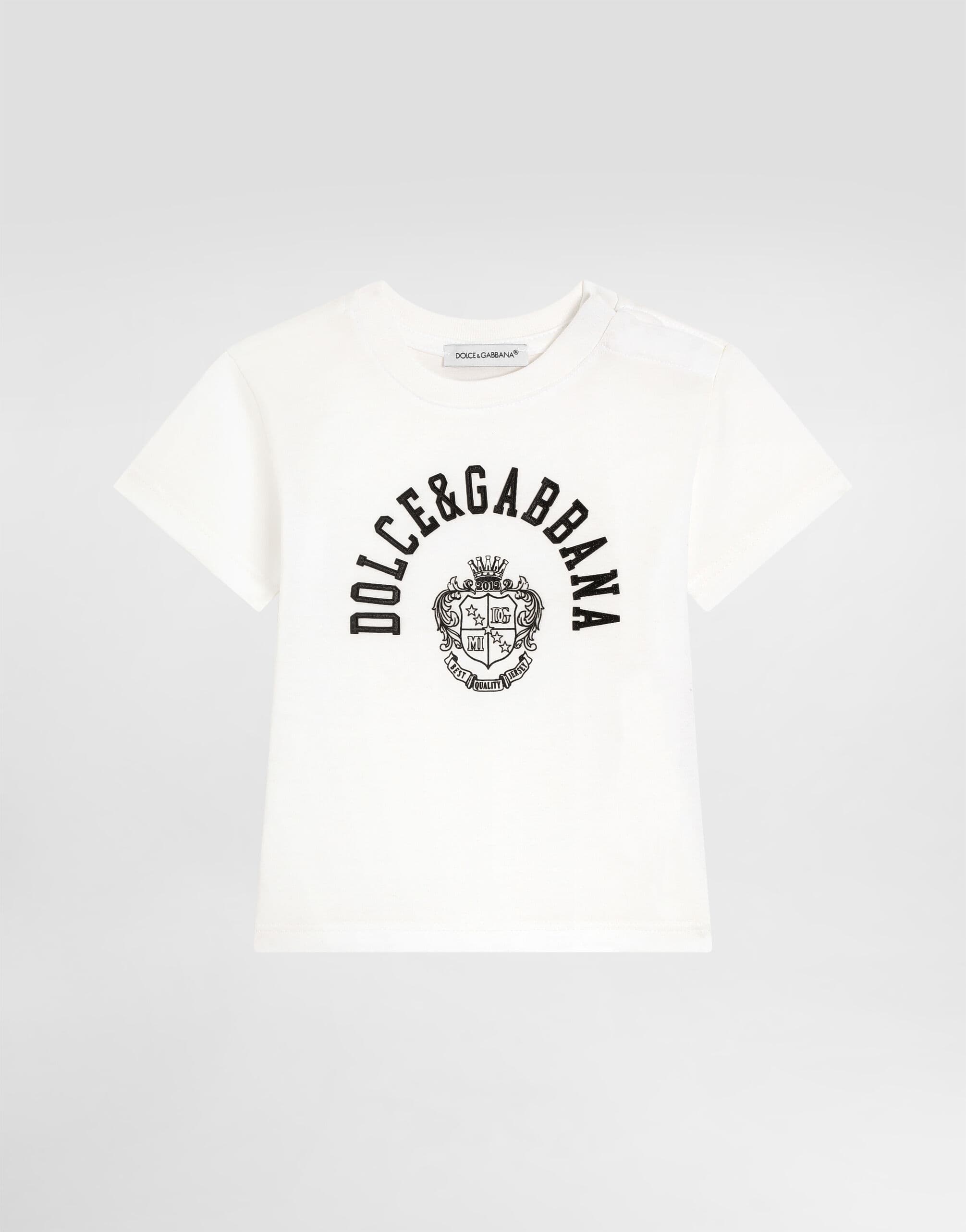 Bawełniany T-shirt Dolce & Gabbana Kids z haftowanym logo