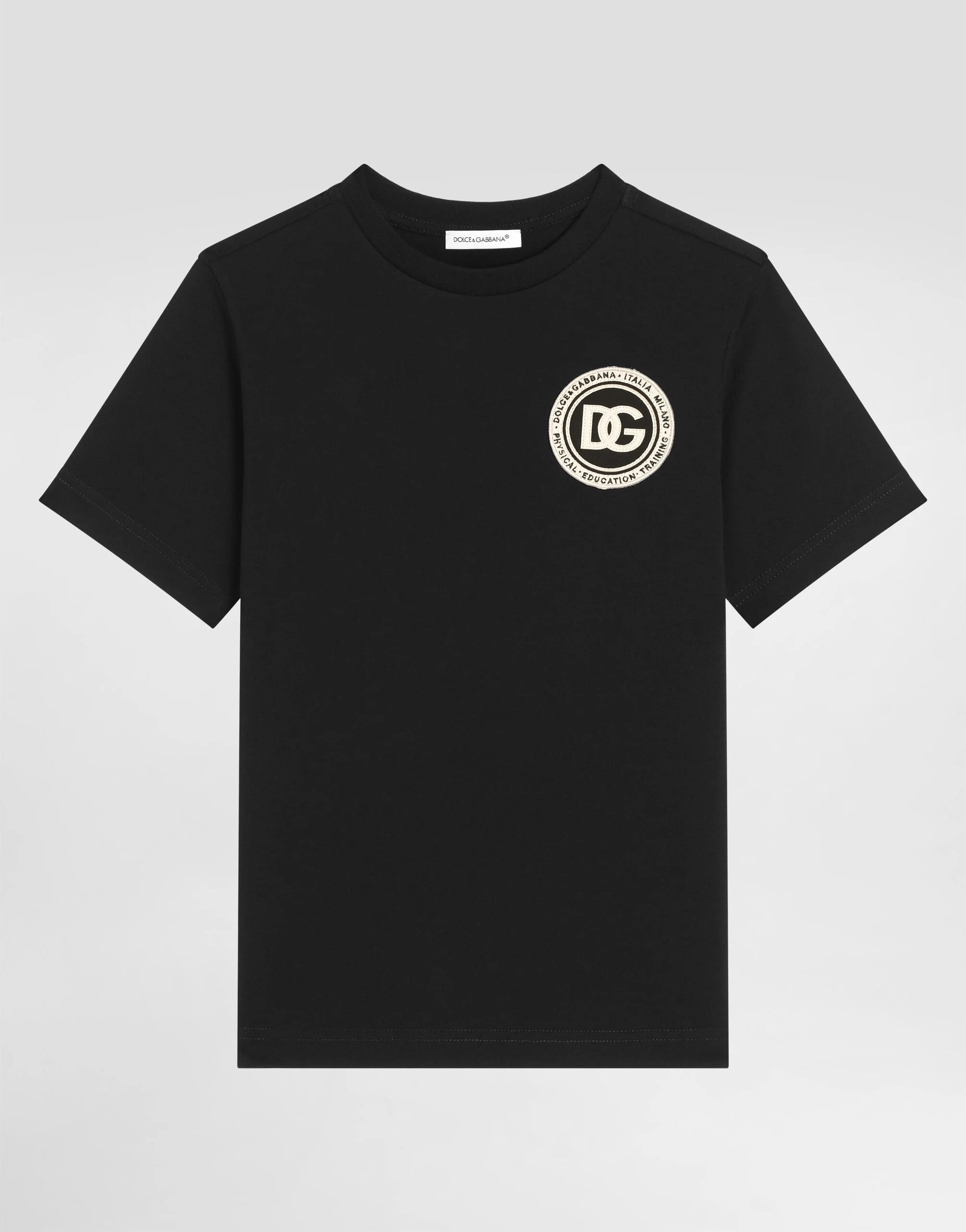Bawełniany T-shirt Dolce & Gabbana Kids z naszywką z logo