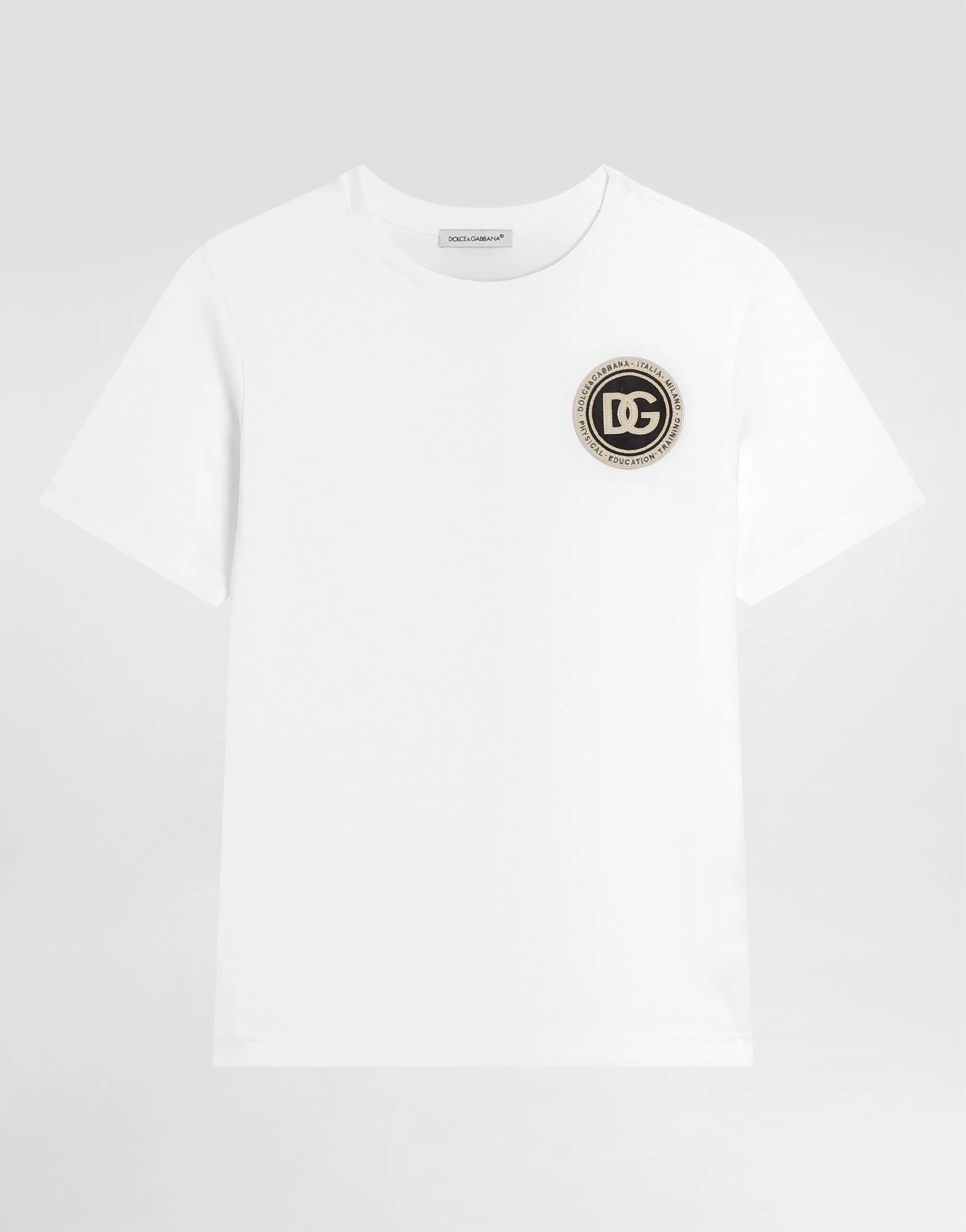 Bawełniany T-shirt Dolce & Gabbana Kids z naszywką z logo