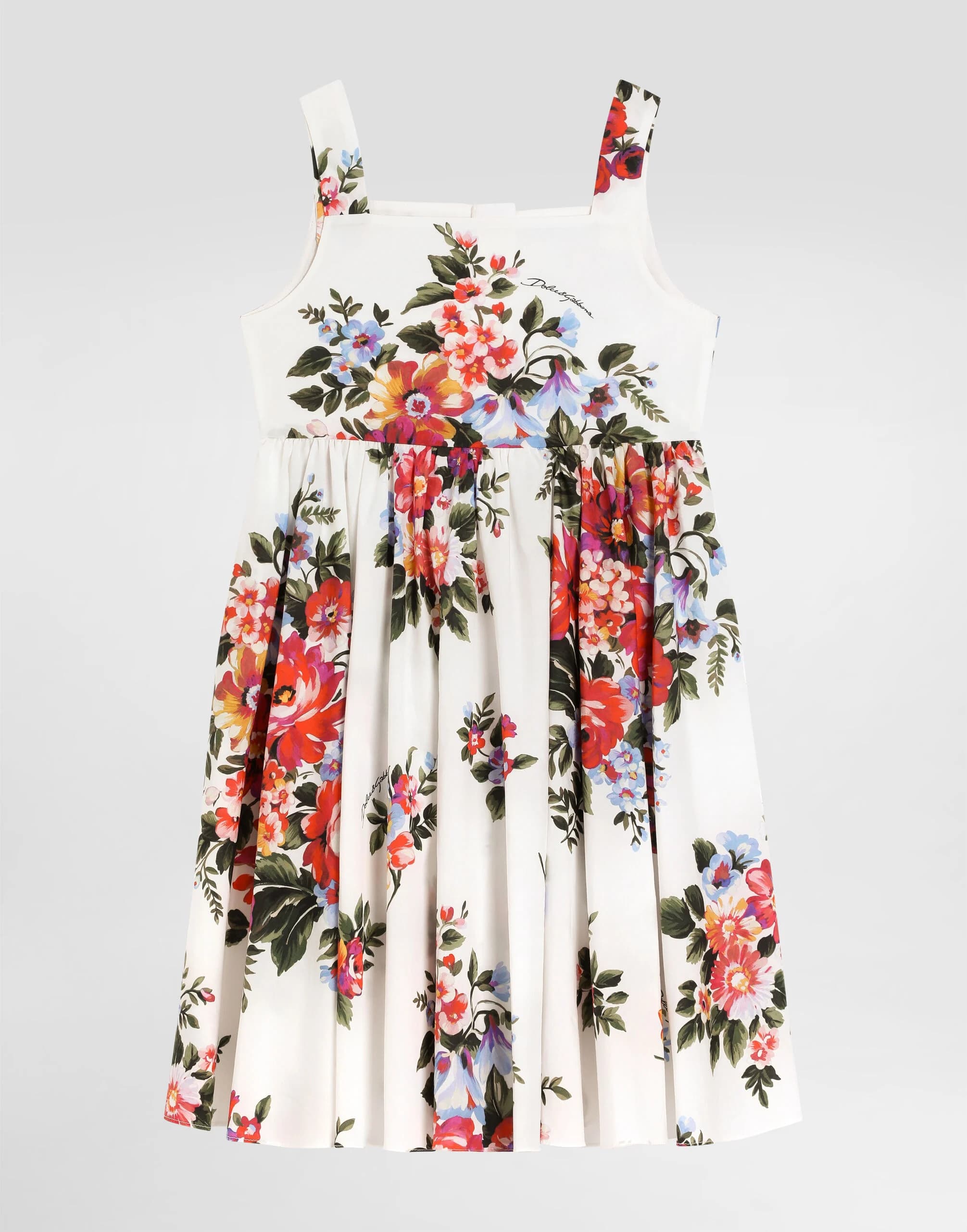 Dolce & Gabbana Kids Flower Bouquet Print Poplin Dress