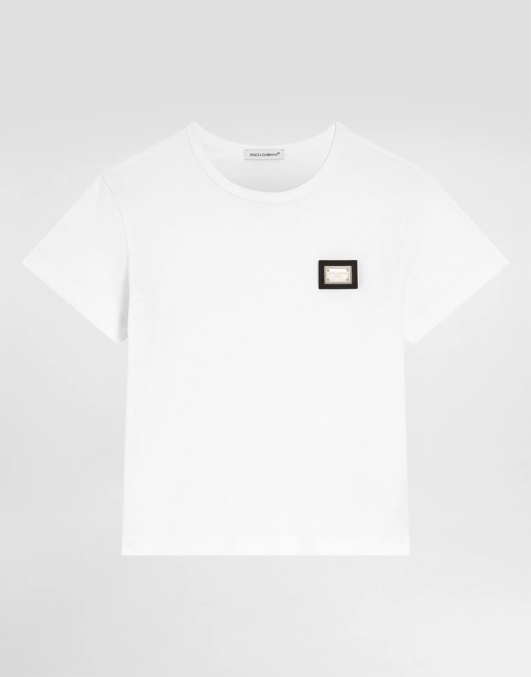Dolce & Gabbana Kids Dziecięcy t-shirt jersey z plakietką logo