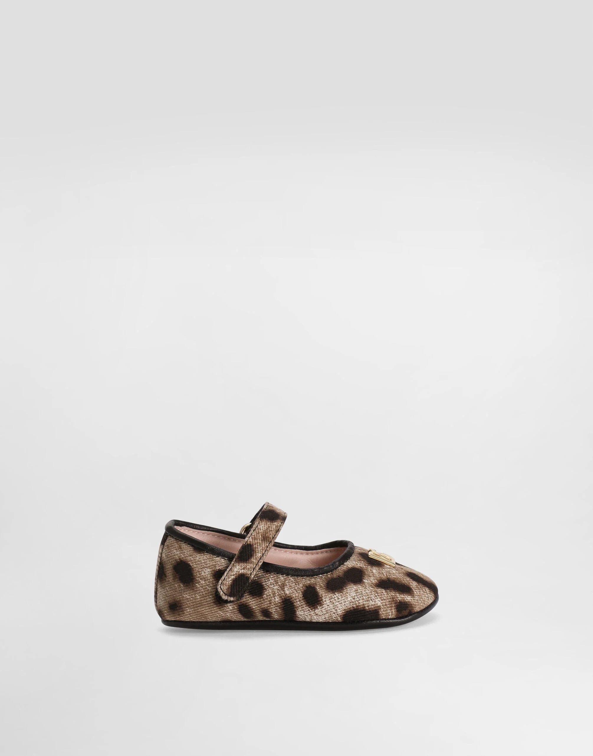Baleriny Dolce & Gabbana Kids z canvasu w panterkę