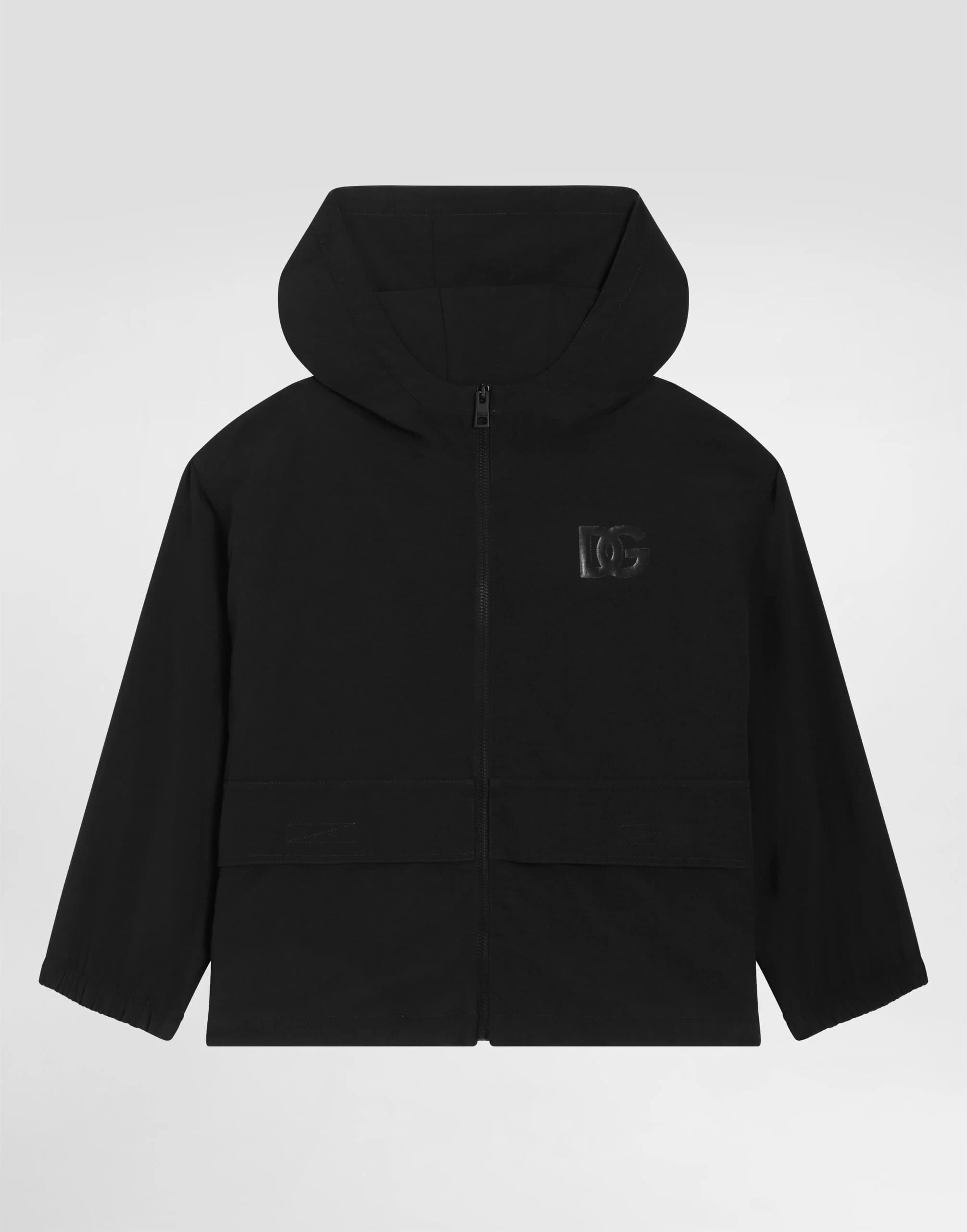 Kurtka oversize Dolce & Gabbana Kids z kapturem z zamkiem i logo DG