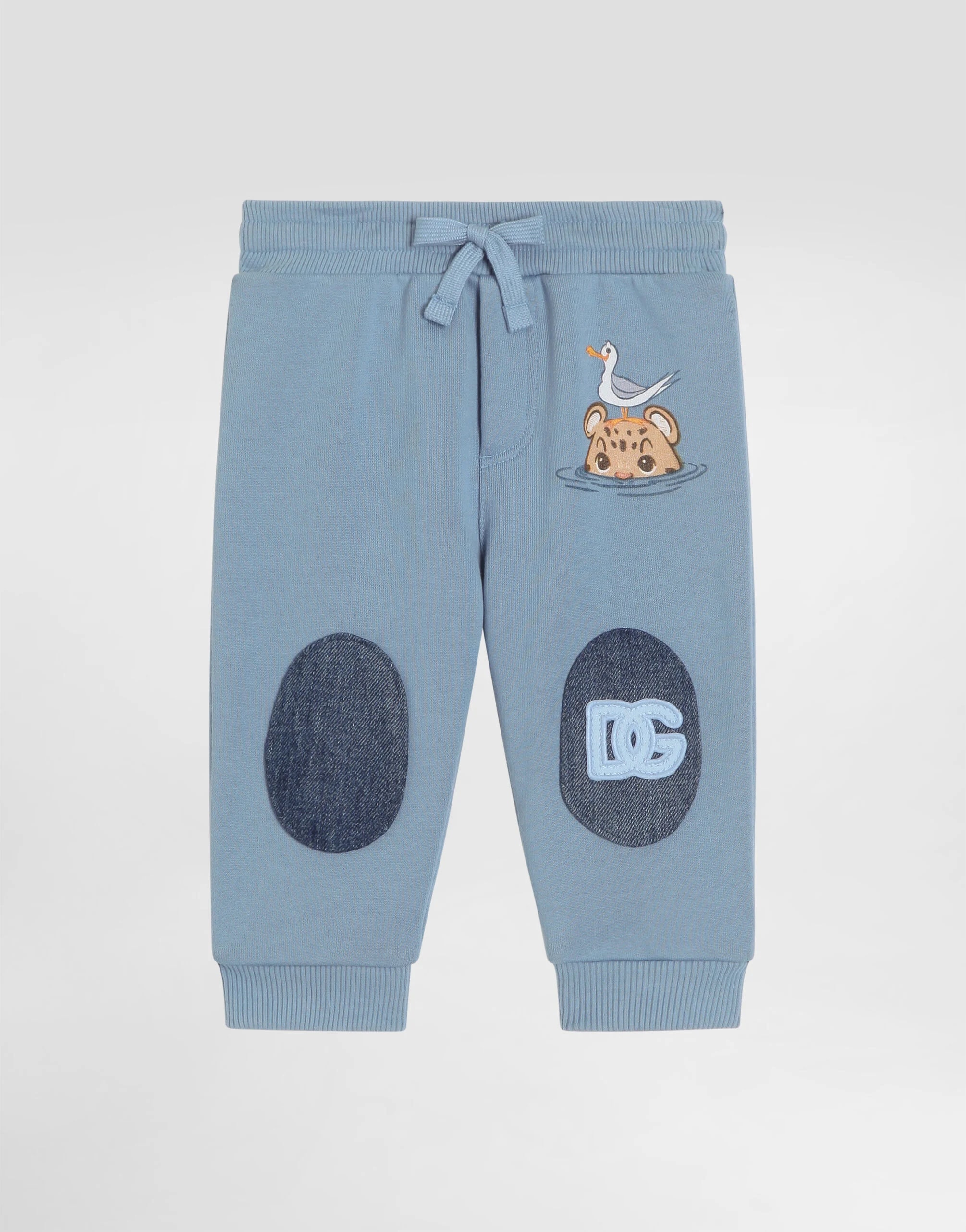 Spodnie dresowe Dolce & Gabbana Kids w panterkę z denimowymi naszywkami