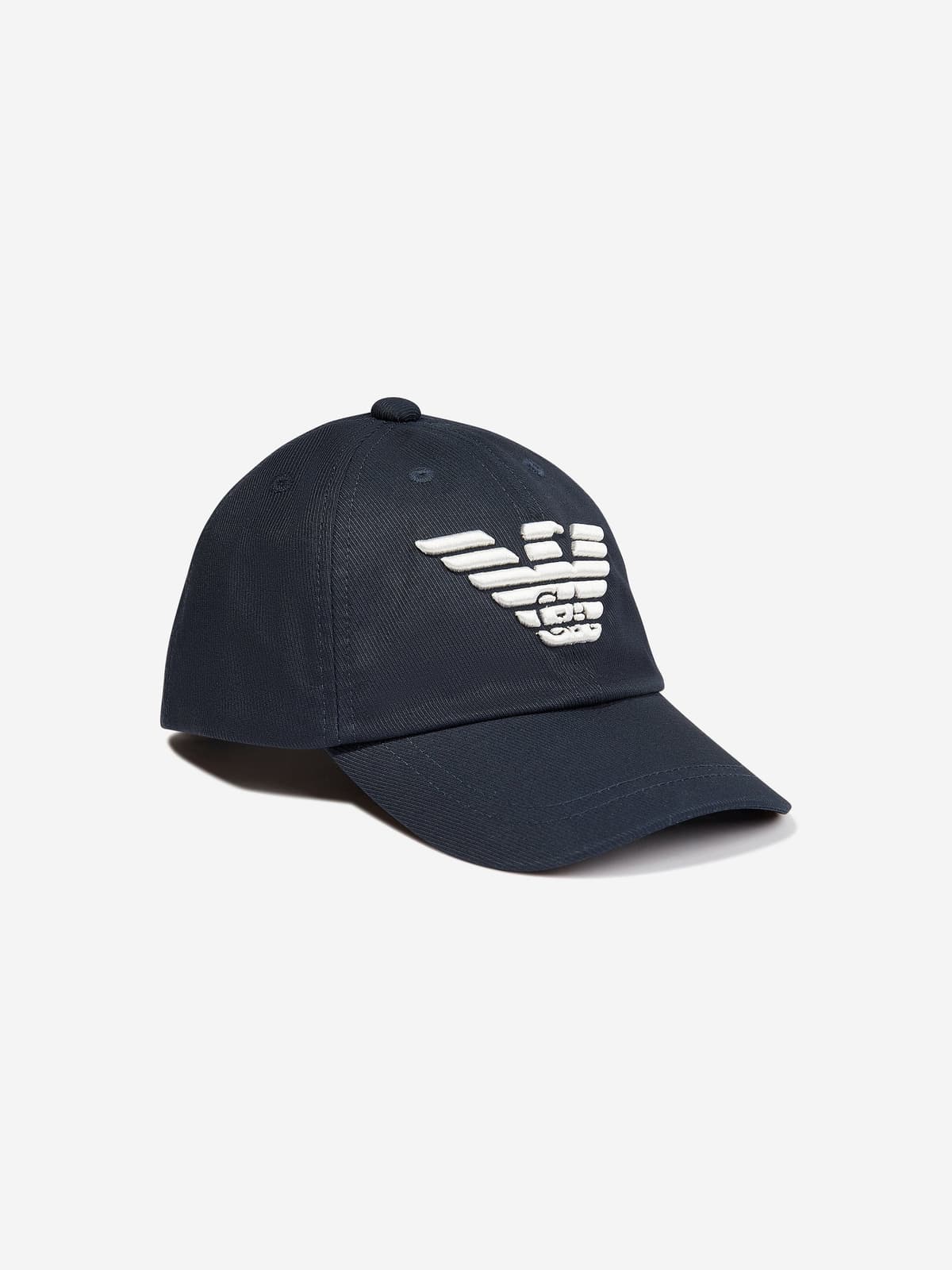 Emporio Armani Dziecięca bawełniana czapka z daszkiem z haftowanym logo