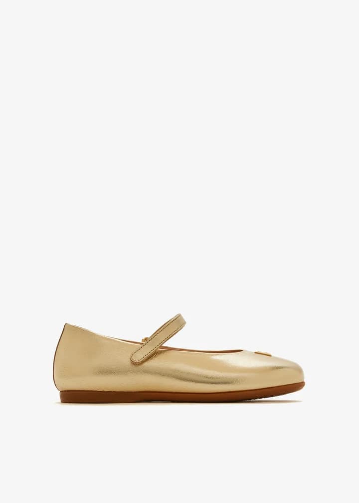 Dolce & Gabbana Kids Baleriny z laminowanej skóry nappa